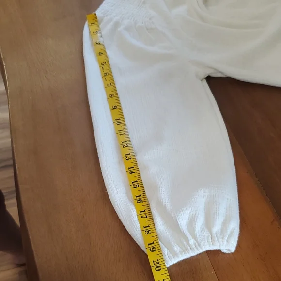 Current Air Cream Smocked Peasant Blouse Cottage Core Anthropologie Sz XS - Picture 12 of 14